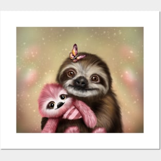 Sloths cuddles Posters and Art